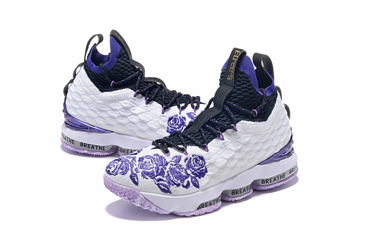 Men Nike Lebron James 15 White Purple Flor Shoes